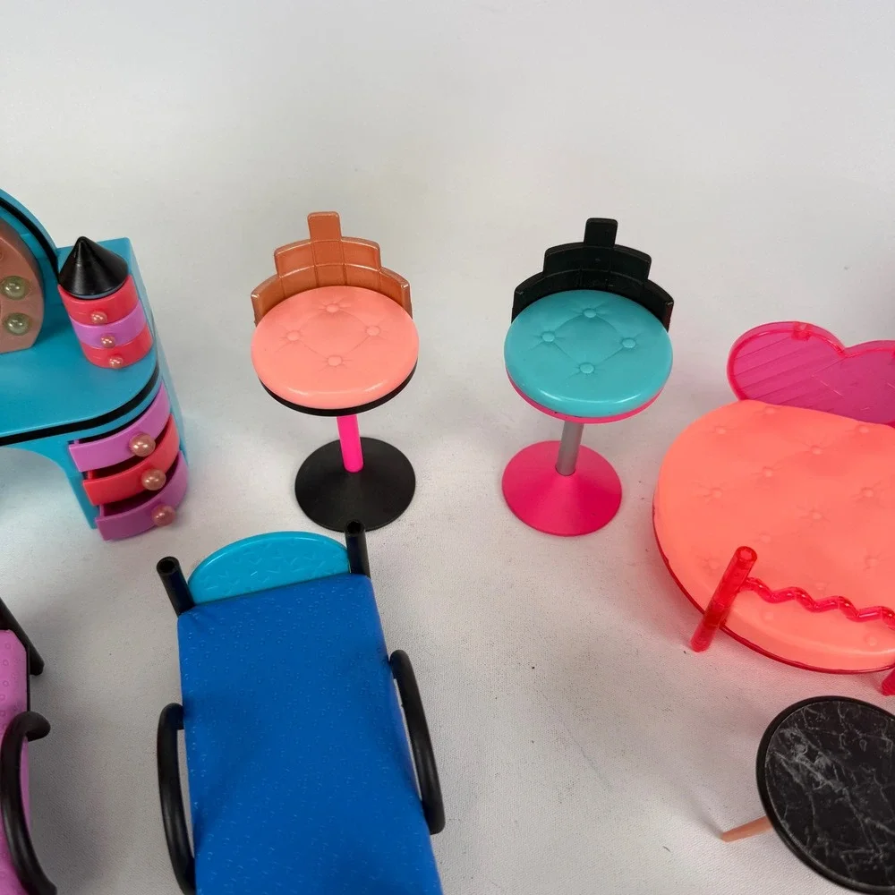 LOL Surprise Dollhouse Furniture Lot 11pc Vanity Beds Stools Accessories MGA